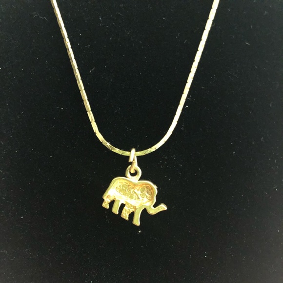 Gold Toned Elephant Necklace - Picture 3 of 4